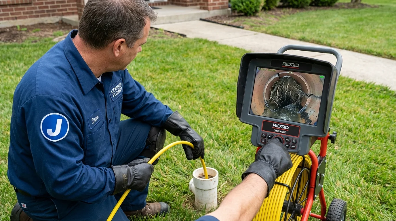 Sewer camera inspection being performed by Johns Plumbing LLC in Alloway