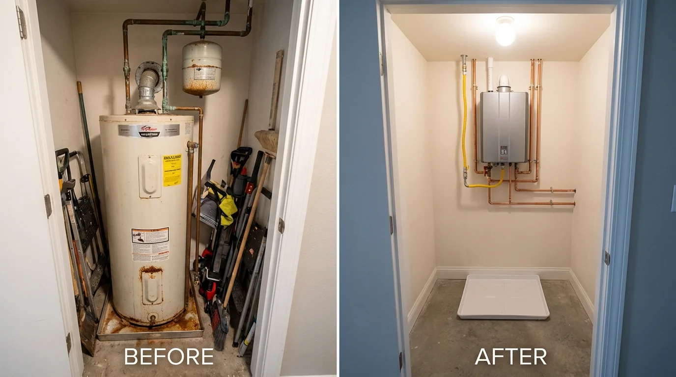 Tank water heater versus wall-mounted tankless unit comparison for Alloway, NJ homeowners