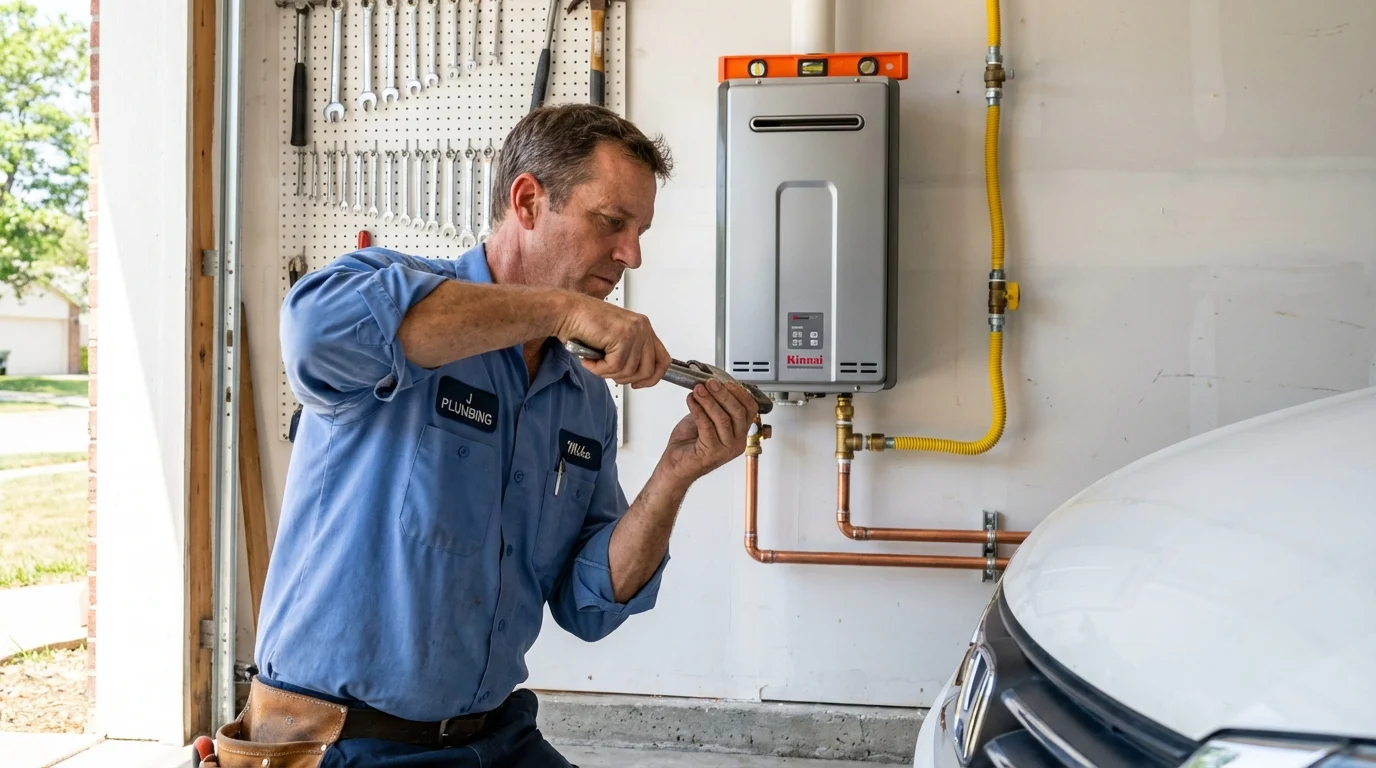 Tankless water heater installation by a Johns Plumbing LLC plumber in Alloway